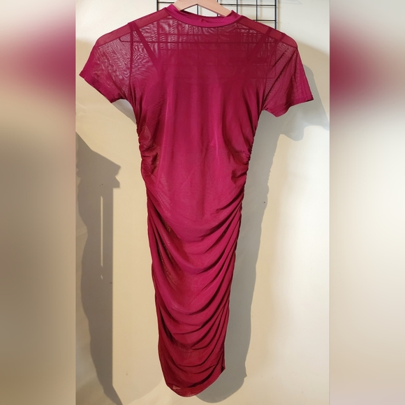 EUC ✅️ Ruched Sheer Bodycon Party Club Dress - Picture 3 of 5